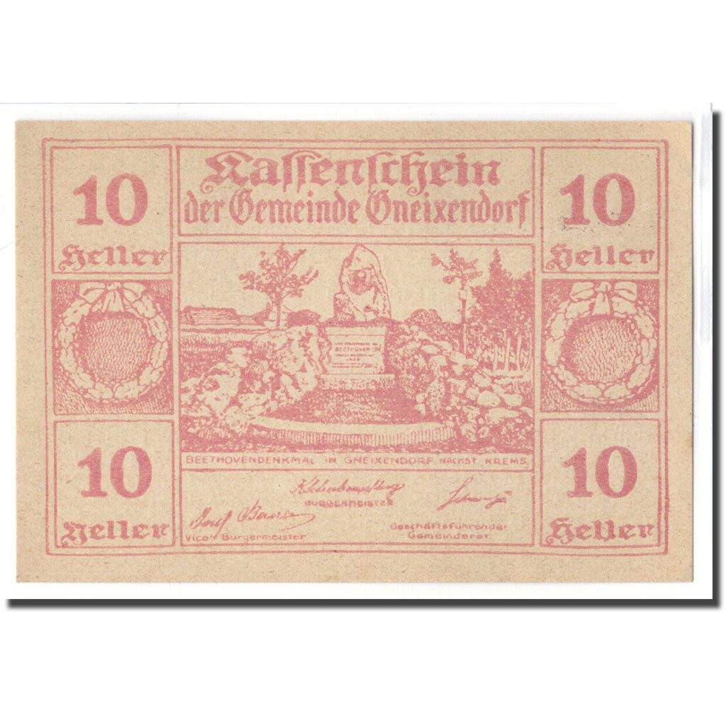 Banknote, Austria, Gneixendorf, 10 Heller, Texte 4, 1920, UNC(63), Mehl:241Ib3
