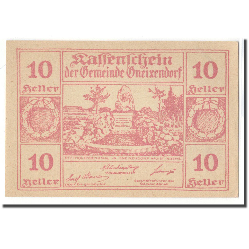 Billet, Autriche, Gneixendorf, 10 Heller, Texte  5, 1920, SPL, Mehl:241Ib3
