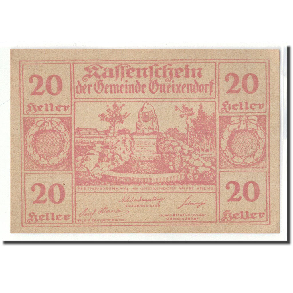 Banknote, Austria, Gneixendorf, 20 Heller, Texte 6, 1920, UNC(63), Mehl:241Ib3