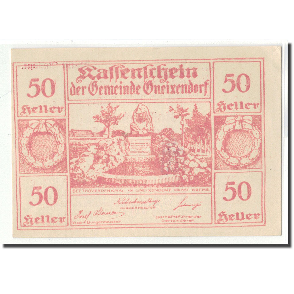 Banknot, Austria, Gneixendorf, 50 Heller, Texte 8, 1920, Undated, UNC(63)