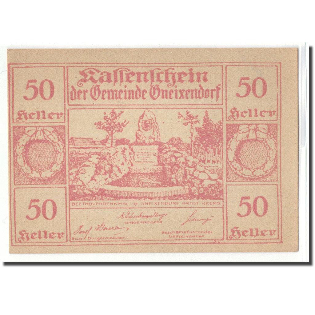 Banknot, Austria, Gneixendorf, 50 Heller, Texte 9, 1920, Undated, UNC(63)