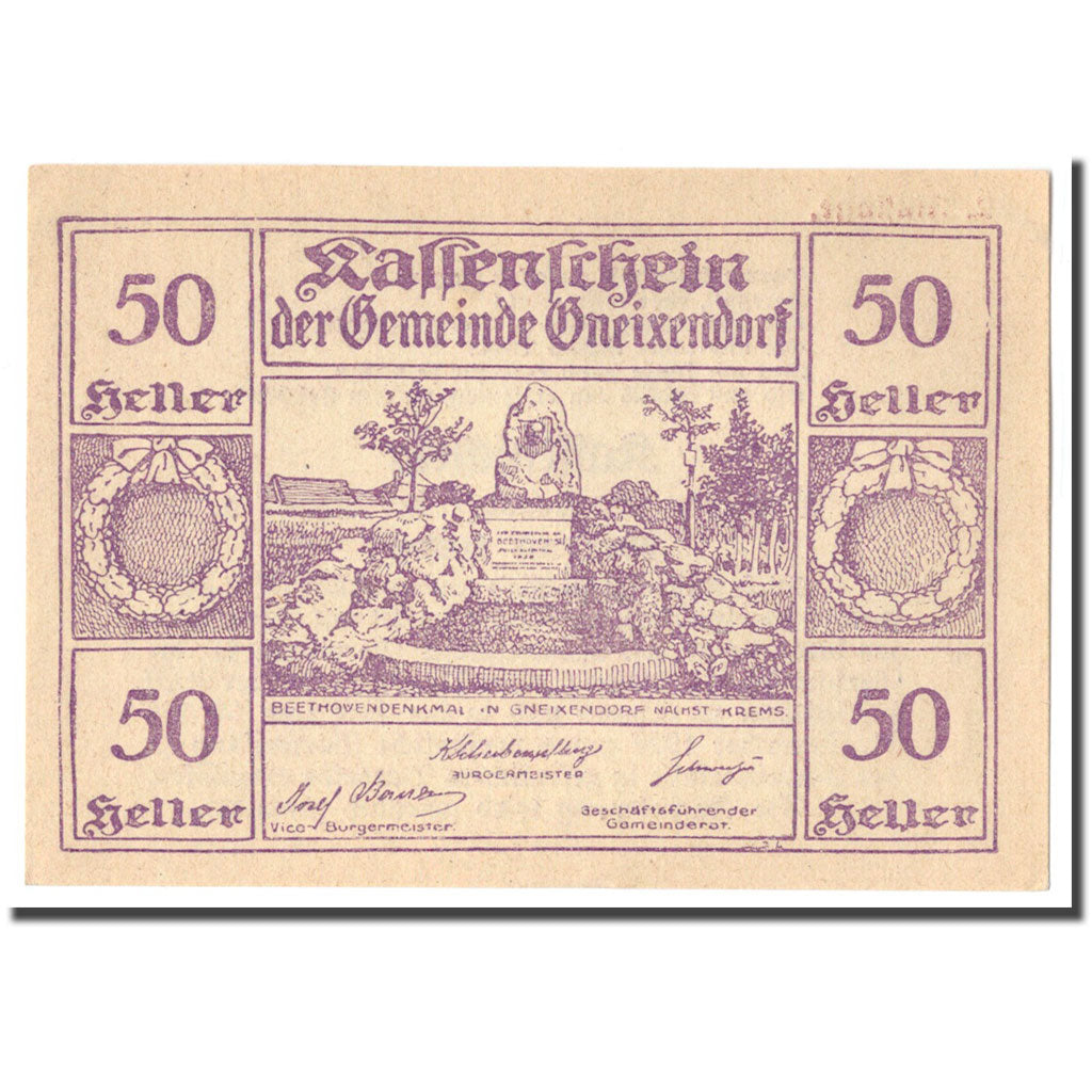 Banknote, Austria, Gneixendorf, 50 Heller, Texte 4, 1920, UNC(63), Mehl:241Ic3