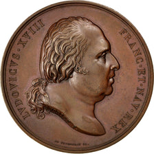 FRANCE, Politics, Society, War, Louis XVIII, Medal, MS(60-62), Andrieu, Bronze,.