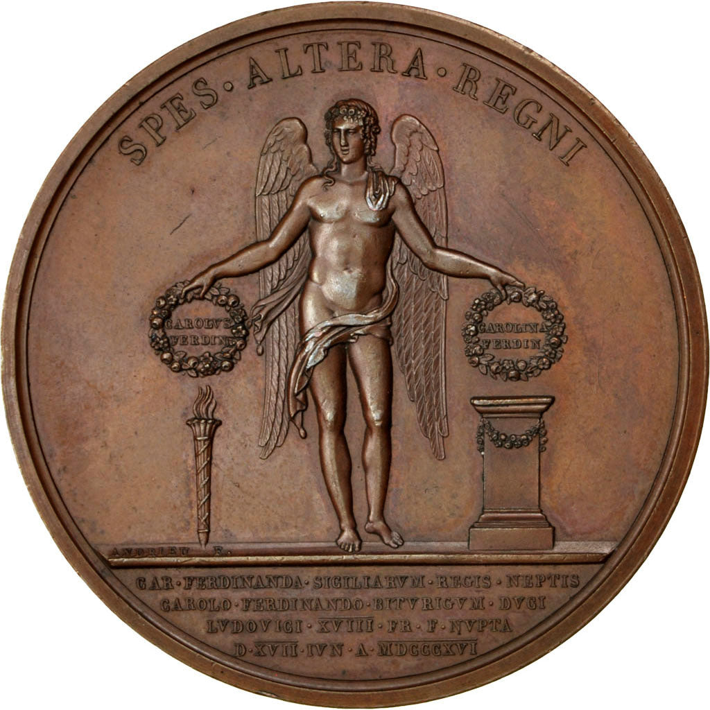 FRANCE, Politics, Society, War, Louis XVIII, Medal, MS(60-62), Andrieu, Bronze,.