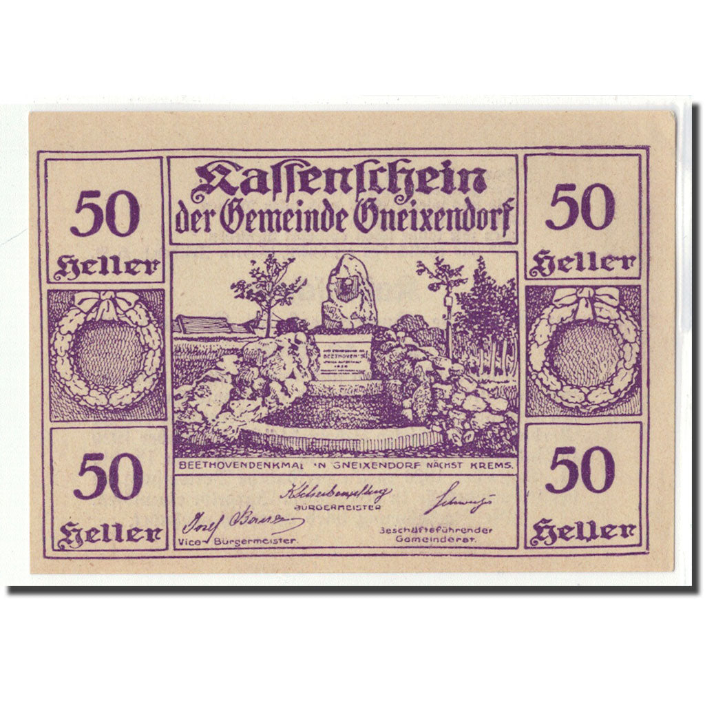 Geldschein, Österreich, Gneixendorf, 50 Heller, Texte  5, 1920, UNZ-