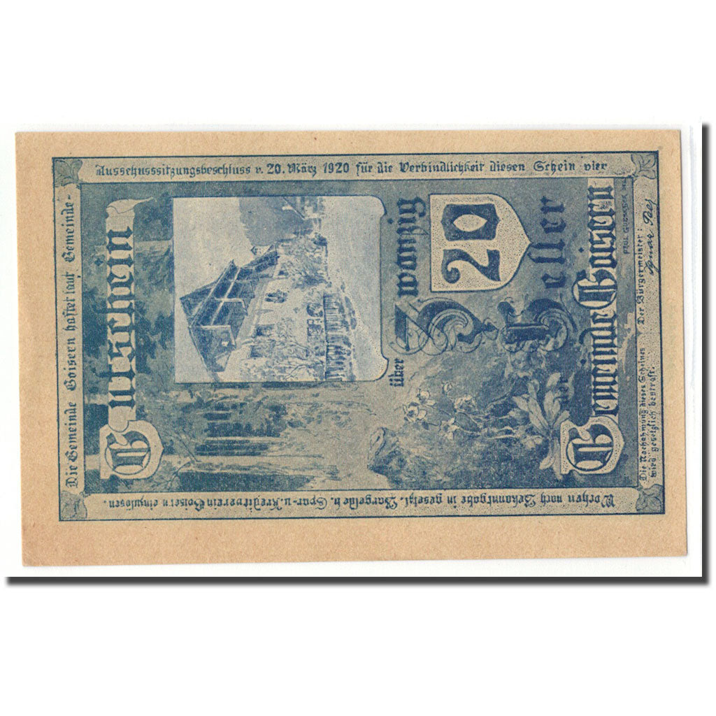 Banknot, Austria, Goisern, 20 Heller, texte 1, 1920, 1920-03-20, UNC(63)
