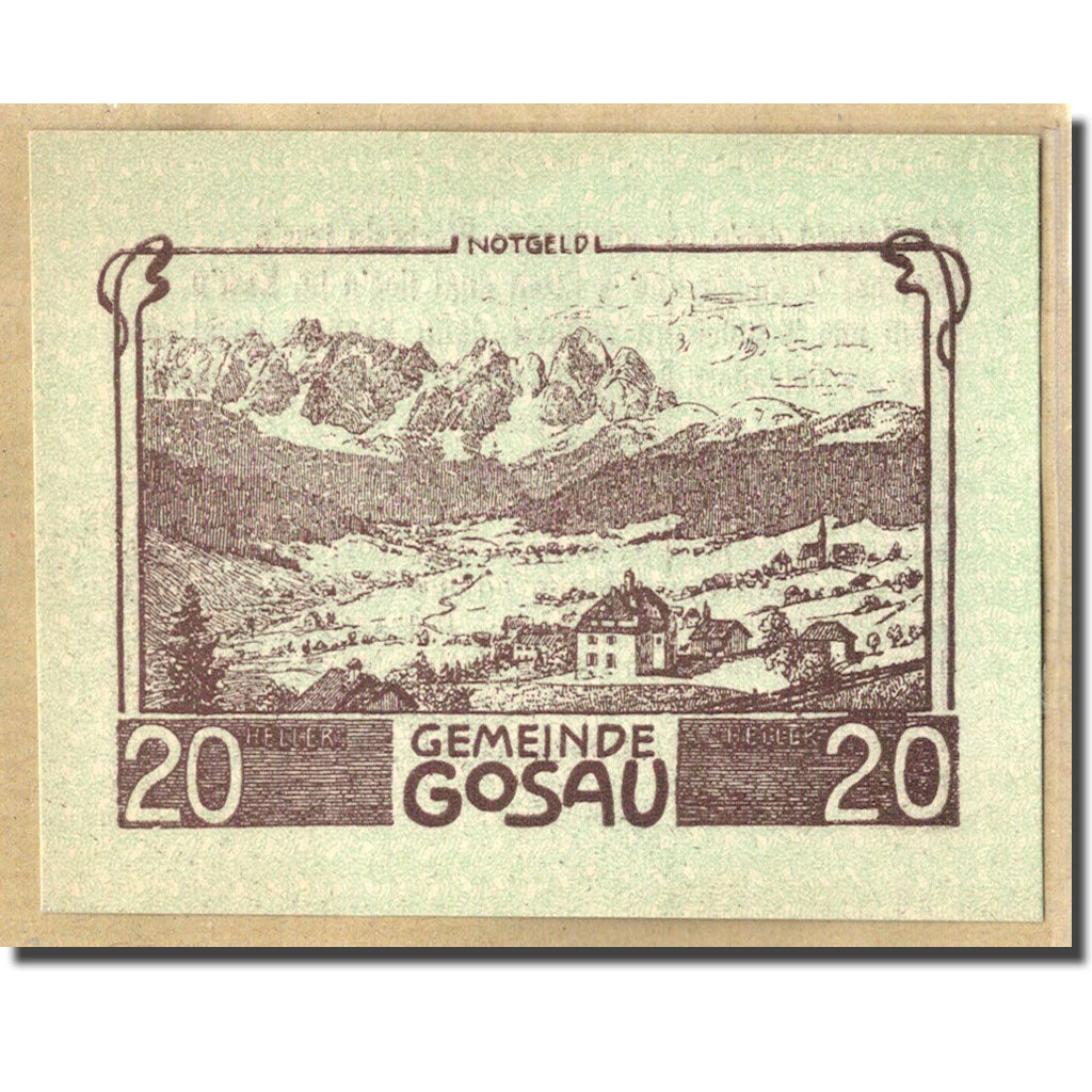Banknot, Austria, Gosau, 20 Heller, texte 1, 1920, 1920-05-08, UNC(63)
