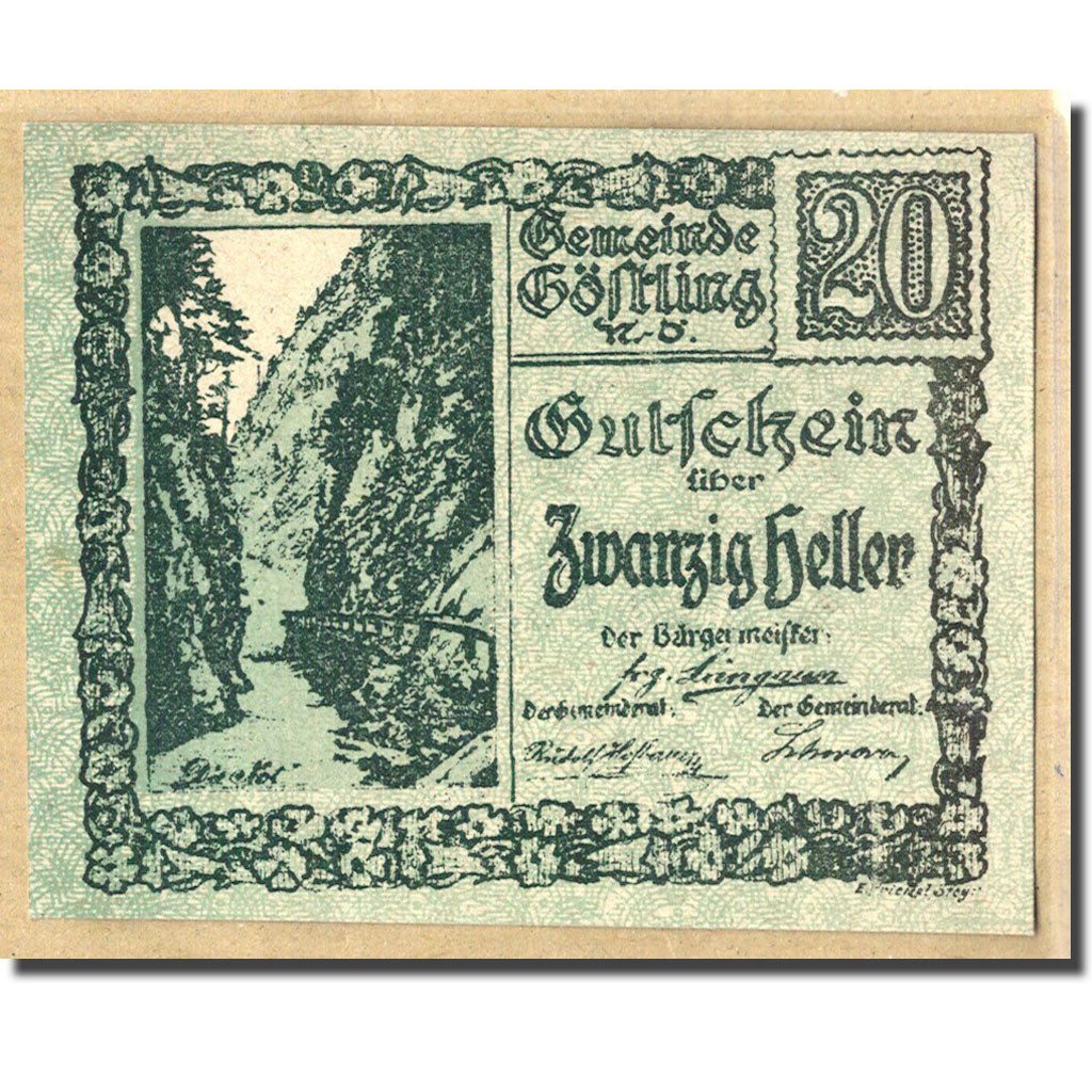 Banknote, Austria, Göstling N.Ö. Gemeinde, 20 Heller, texte 1, UNC(63)