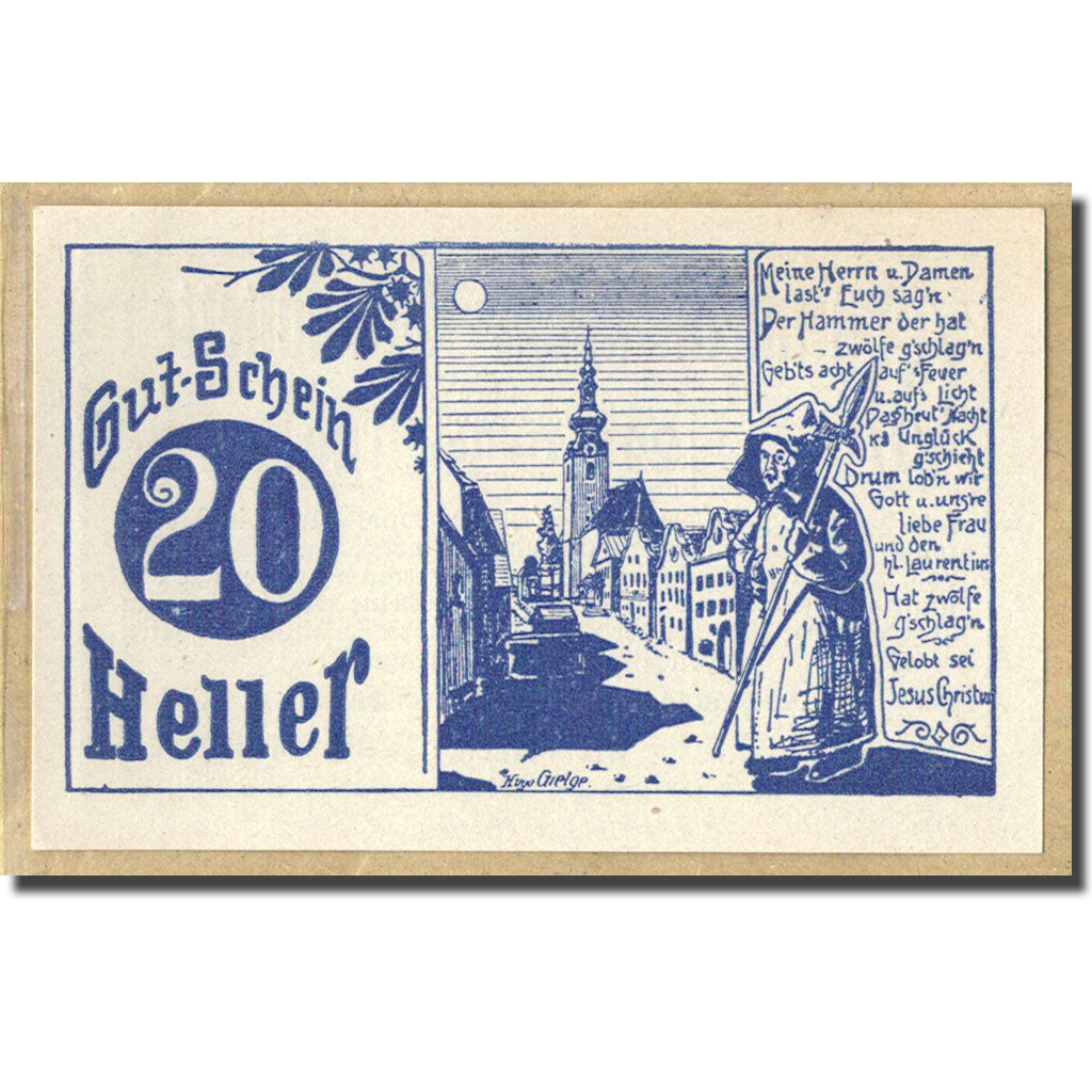 Banknote, Austria, Gramastetten, 20 Heller, personnage, 1920, 1920-05-01