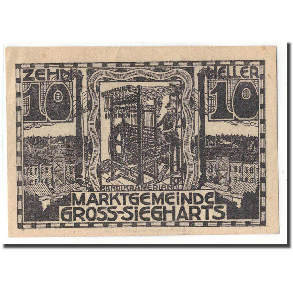 Geldschein, Österreich, Gross-Siegharts, 10 Heller, personnage, 1920, UNZ-
