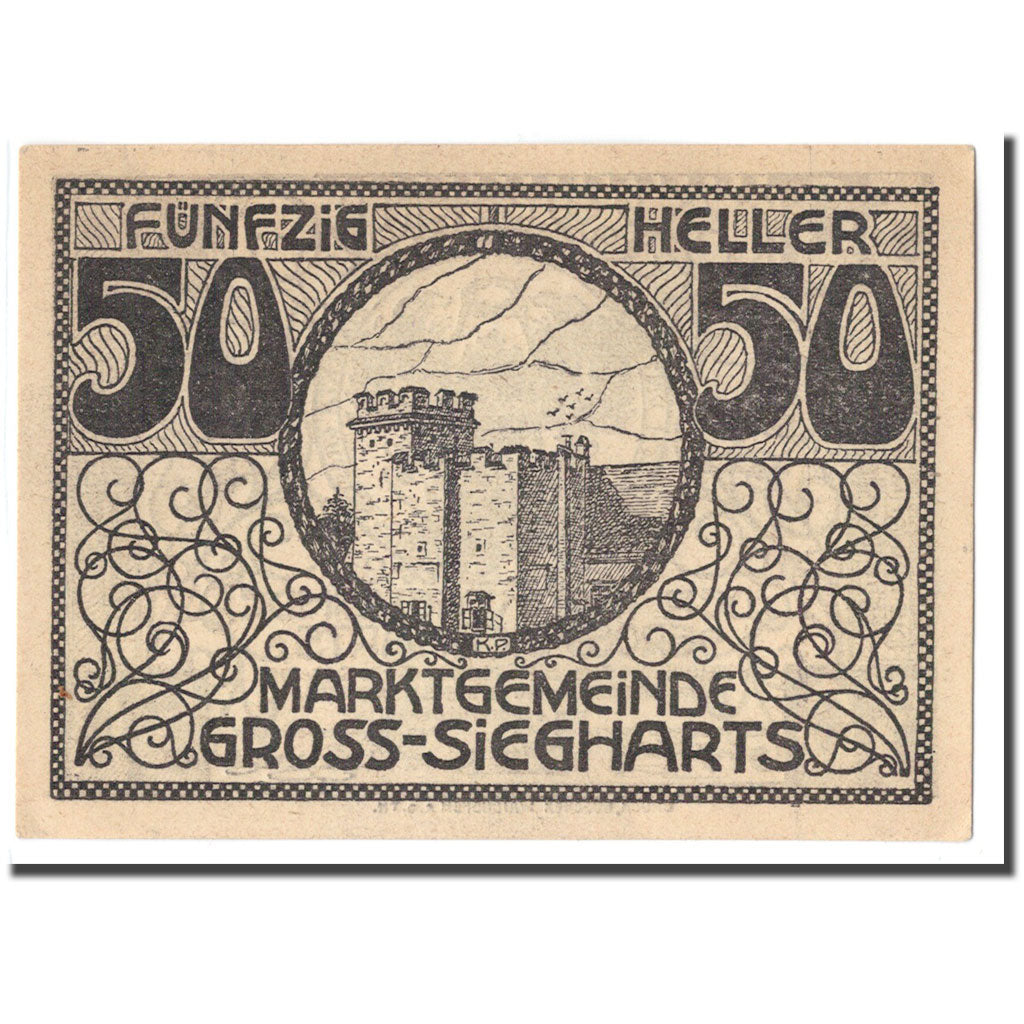 Banknot, Austria, Gross-Siegharts, 50 Heller, Batiment, 1920, Undated, UNC(63)