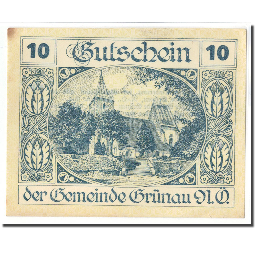 Billet, Autriche, Grünau, 10 Heller, Texte, 1920, SPL, Mehl:299