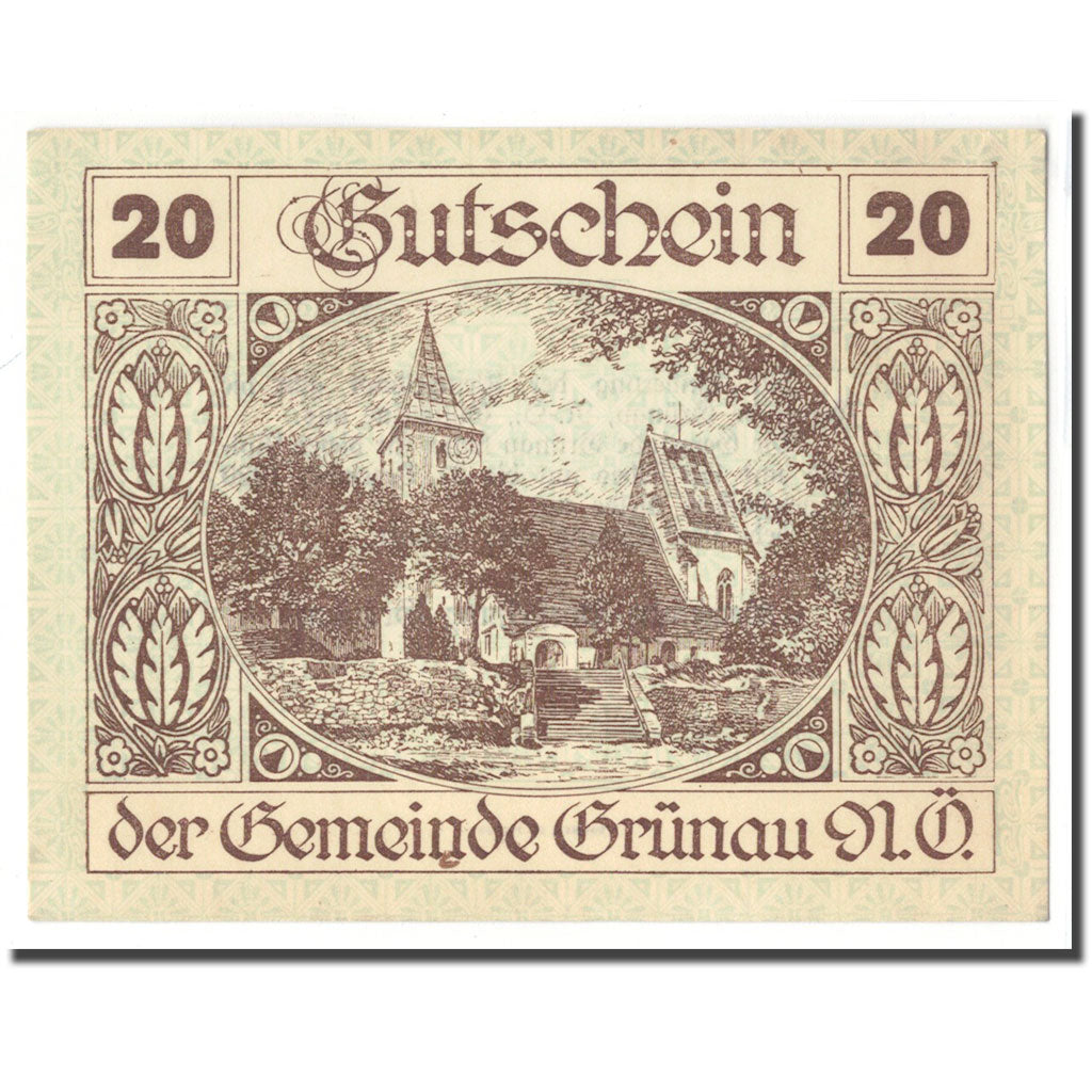 Banknot, Austria, Grünau, 20 Heller, texte 1, 1920, Undated, UNC(63), Mehl:299