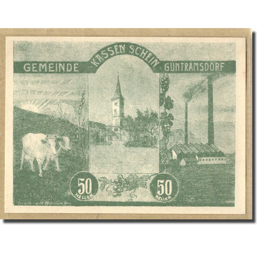 Banknot, Austria, Guntramsdorf N.Ö. Marktgemeinde, 50 Heller, Texte 2, 1920