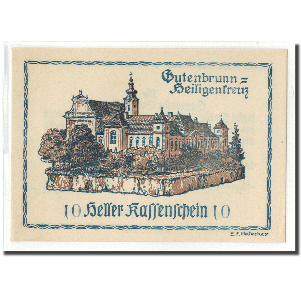 Banknot, Austria, Gutenbrunn, 10 Heller, Batiment, 1920, 1920-05-15, UNC(63)