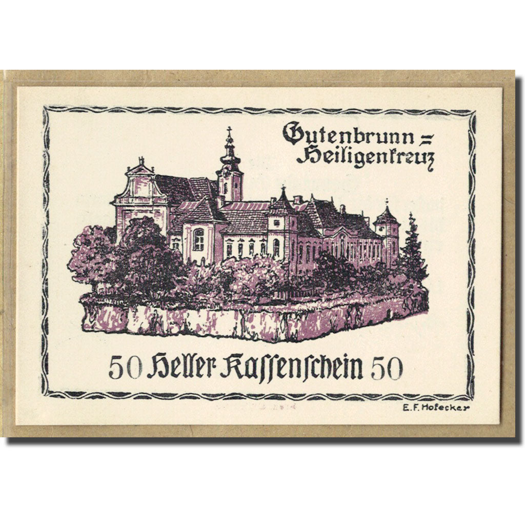 Banknote, Austria, Gutenbrunn, 50 Heller, batiment 2, 1920, 1920-05-15, UNC(63)