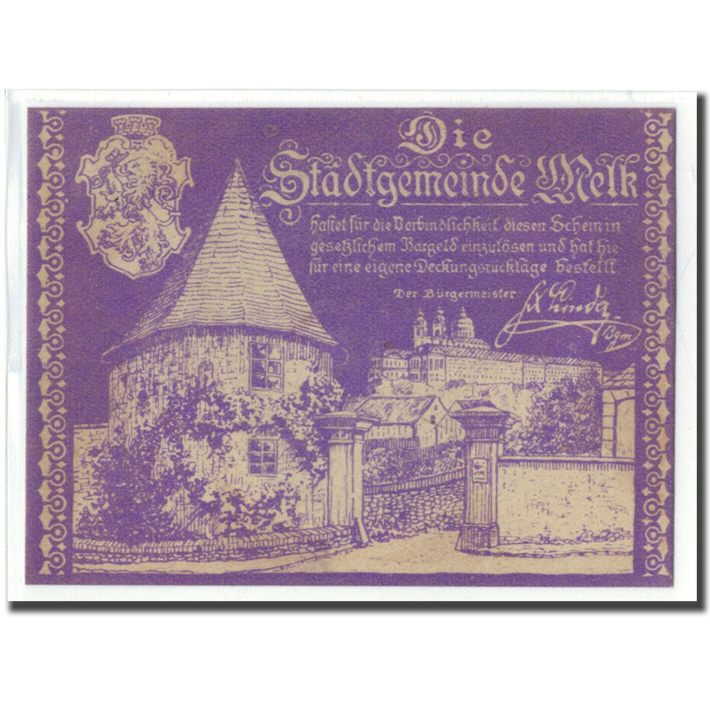 Banknot, Austria, Melk, 10 Heller, paysage, 1920, Undated, UNC(63), Mehl:605II