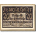 Banknot, Austria, Niederwaldkirchen O.Ö. Gemeinde, 20 Heller, village, 1920