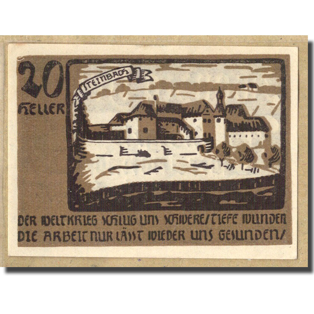 Banknot, Austria, Niederwaldkirchen O.Ö. Gemeinde, 20 Heller, village, 1920