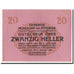 Banknot, Austria, Nussdorf am Attersee O.Ö. Gemeinde, 20 Heller, Eglise, 1920