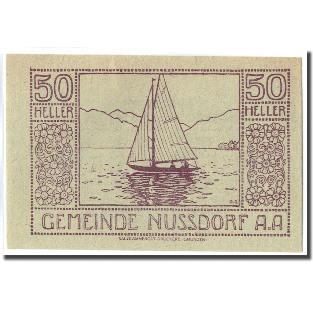 Banknote, Austria, Nussdorf am Attersee O.Ö. Gemeinde, 50 Heller, bateau 2