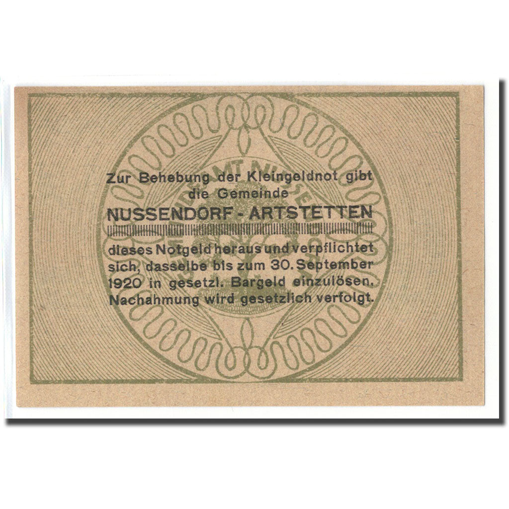 Banknote, Austria, Nussendorf - Artstetten N.Ö. Gemeinde, 50 Heller, Texte 2