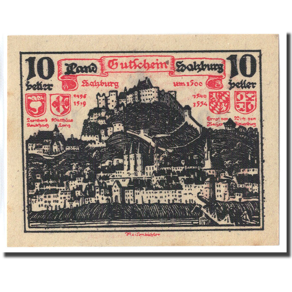 Banknote, Austria, Salzburg Sbg. Land, 10 Heller, paysage, 1920, UNC(63)
