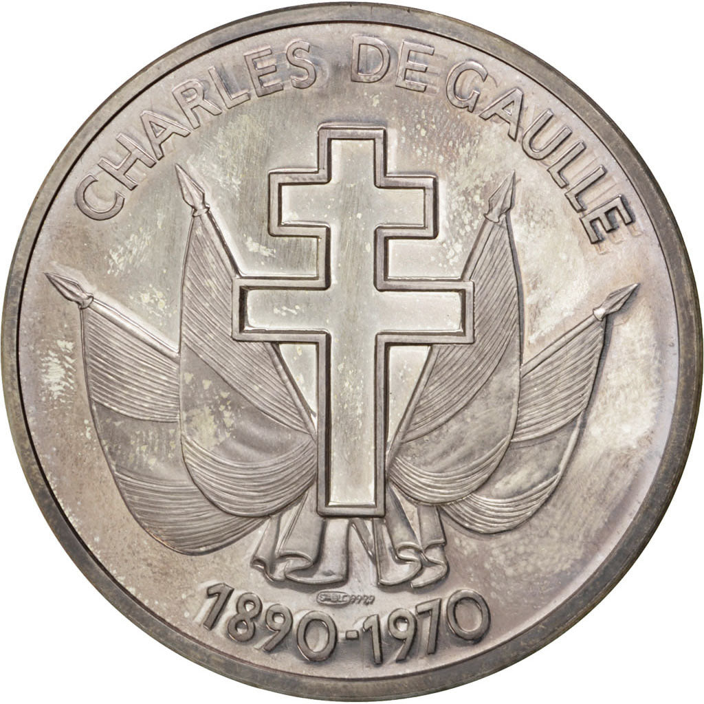FRANCE, History, French Fifth Republic, Medal, MS(60-62), Silver, 50, 50.00
