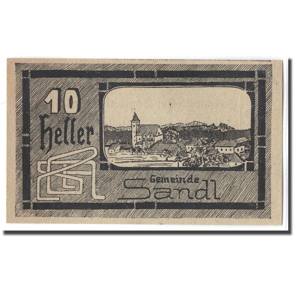 Banknot, Austria, Sandl O.Ö. Gemeinde, 10 Heller, Texte 3, 1920, 1920-05-02