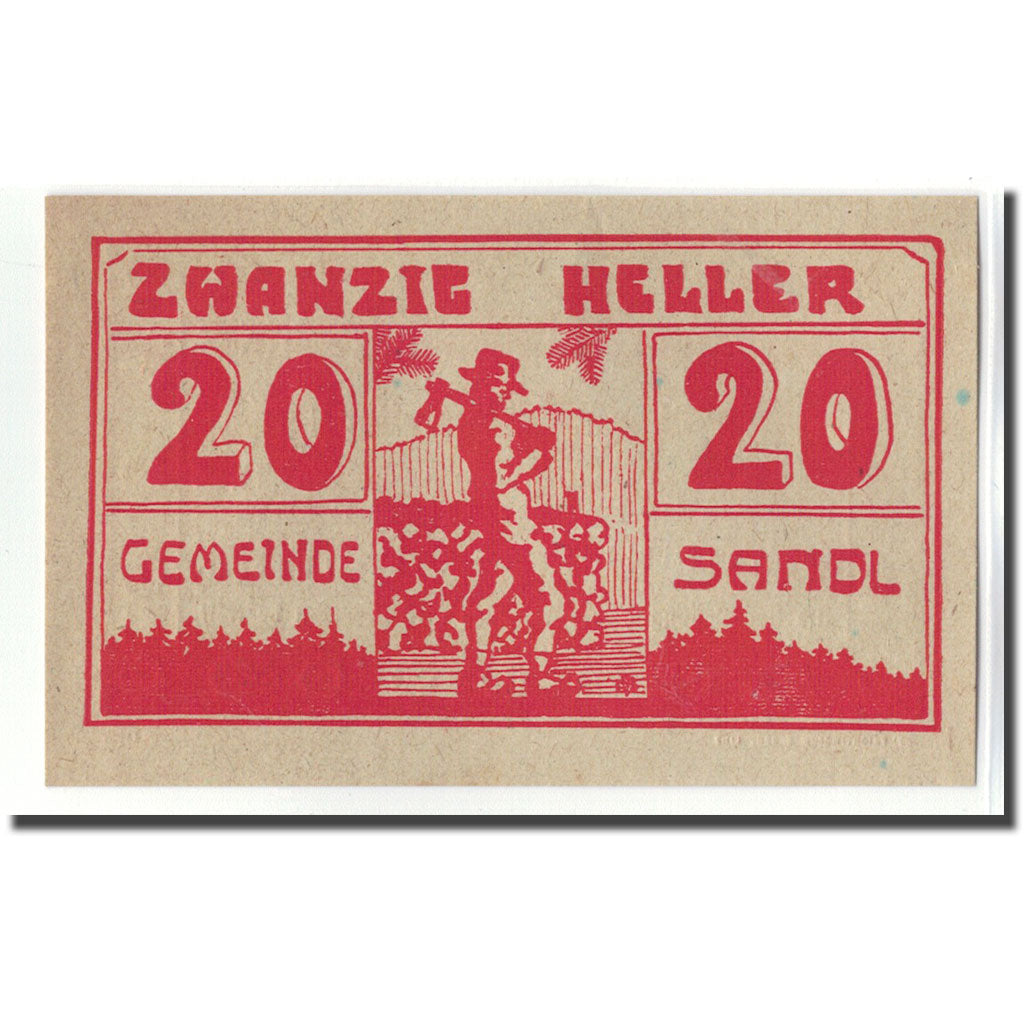 Banknot, Austria, Sandl O.Ö. Gemeinde, 20 Heller, Texte 4, 1920, 1920-05-02