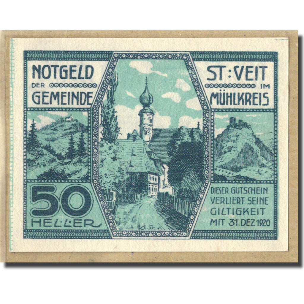 Geldschein, Österreich, St. Veit im Mühlkreis O.Ö. Gemeinde, 50 Heller