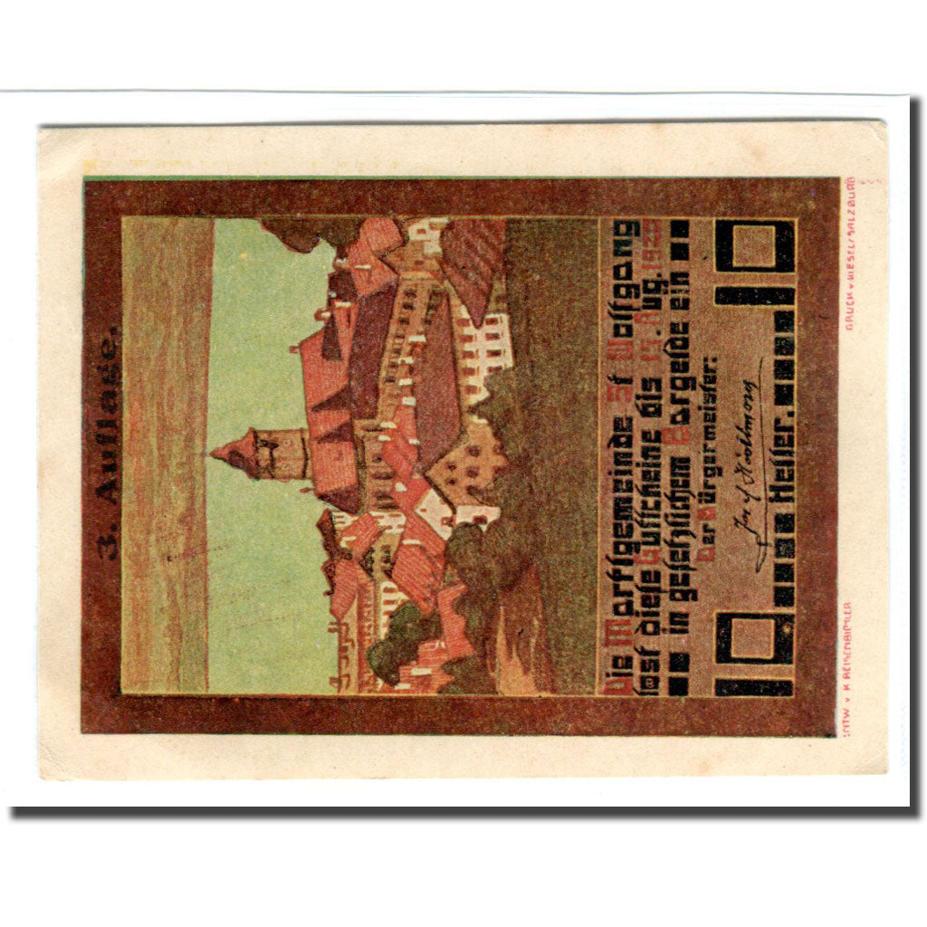 Banknote, Austria, St. Wolfgang O.Ö. Marktgemeinde, 10 Heller, paysage, 1920