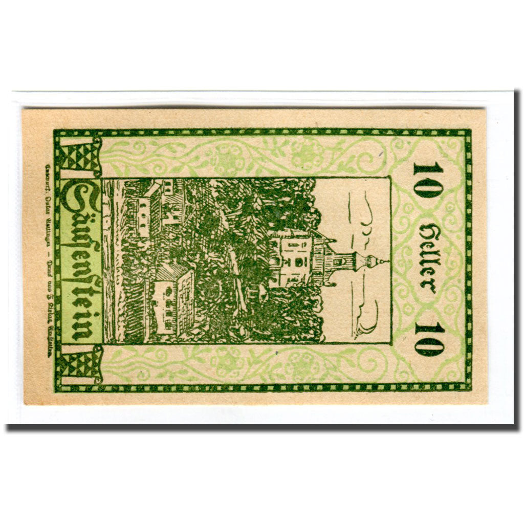 Billet, Autriche, Säusenstein N.Ö. Gemeinde, 10 Heller, paysage, 1920, SPL