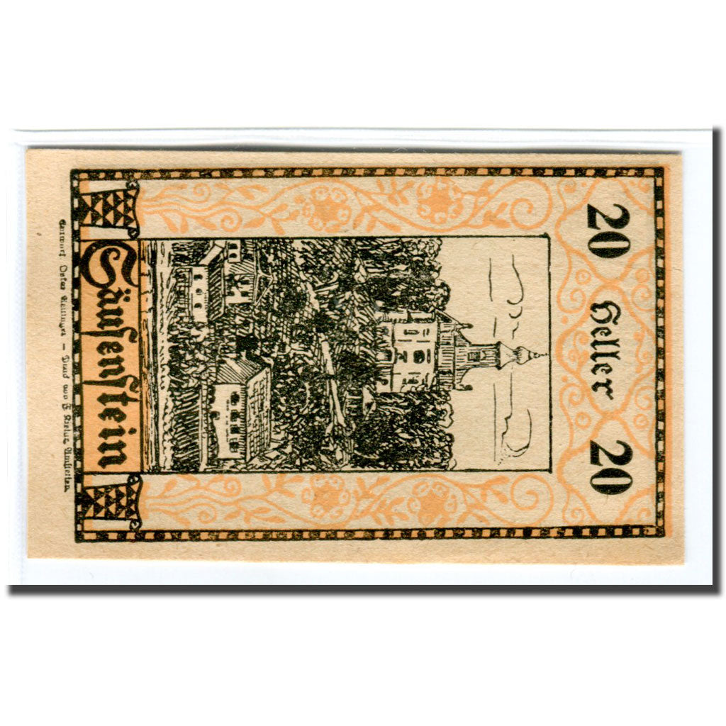 Billete, Austria, Säusenstein N.Ö. Gemeinde, 20 Heller, paysage 1, 1920, SC