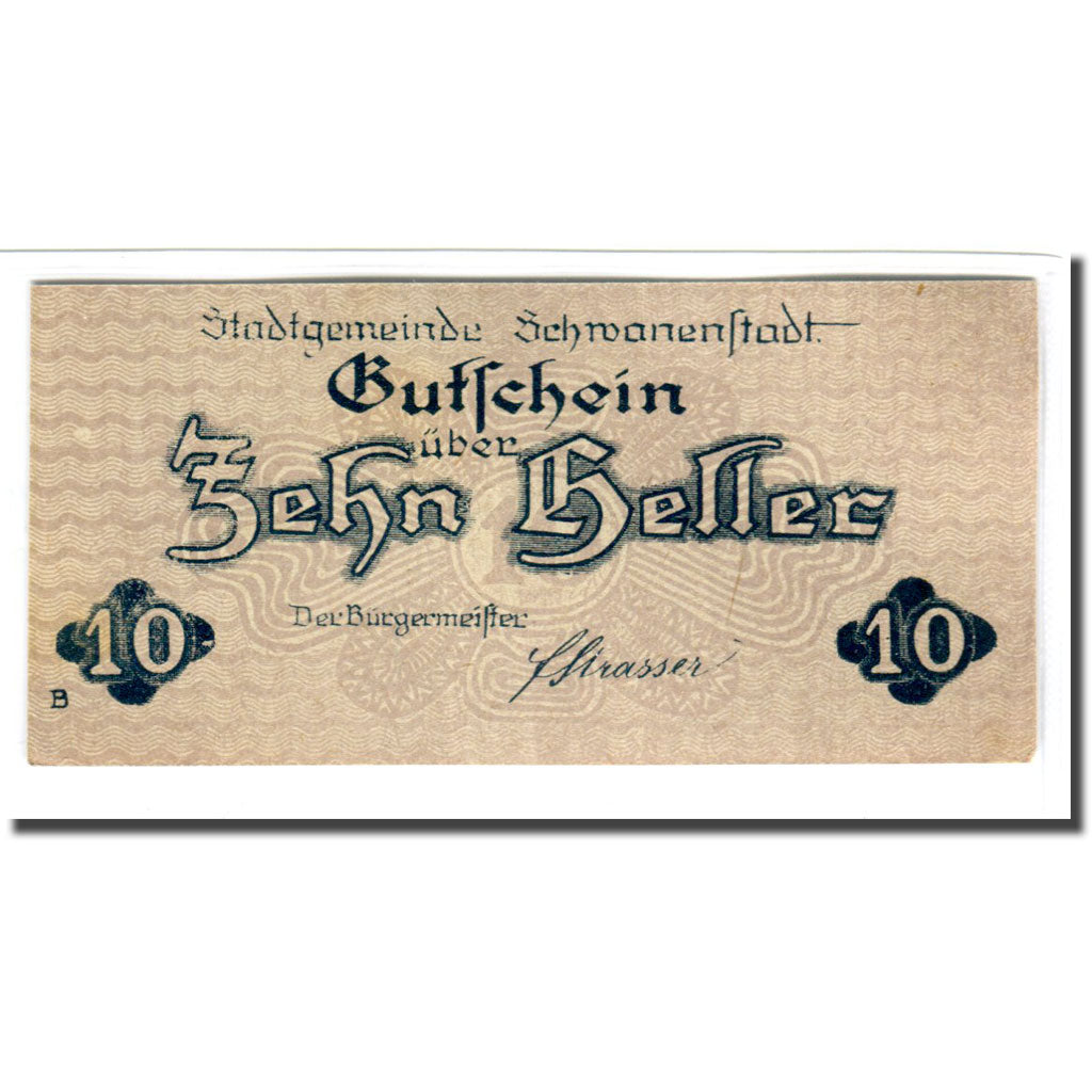 Banknote, Austria, Schwanenstadt, 10 Heller, paysage 1, 1920, UNC(63)