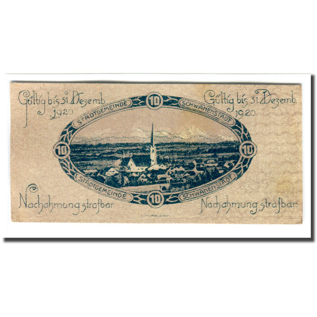 Banknote, Austria, Schwanenstadt, 10 Heller, paysage 1, 1920, UNC(63)
