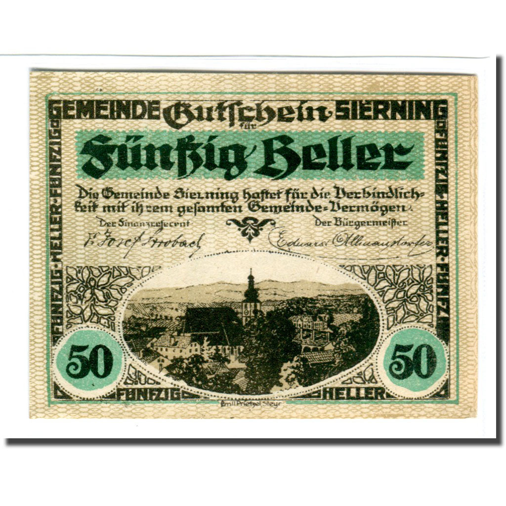 Banknote, Austria, Sierning, 50 Heller, personnage, 1920, 1920-03-20, UNC(63)