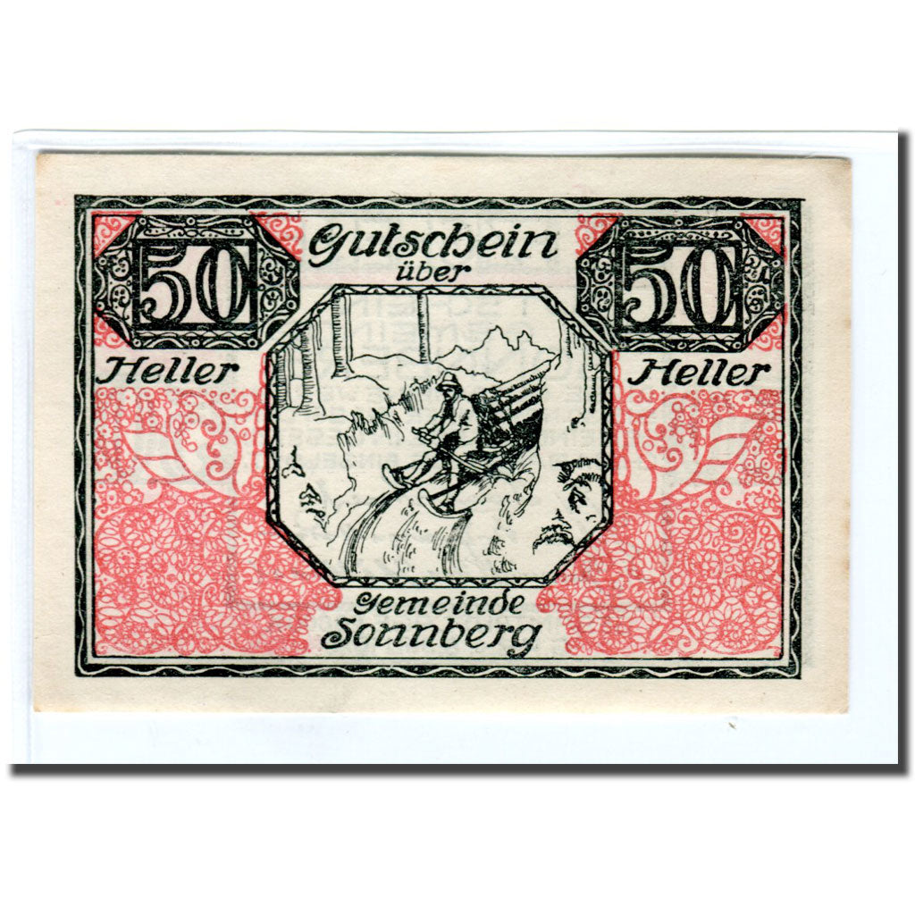 Banknot, Austria, Sonnberg O.Ö. Gemeinde, 50 Heller, personnage 1, 1920