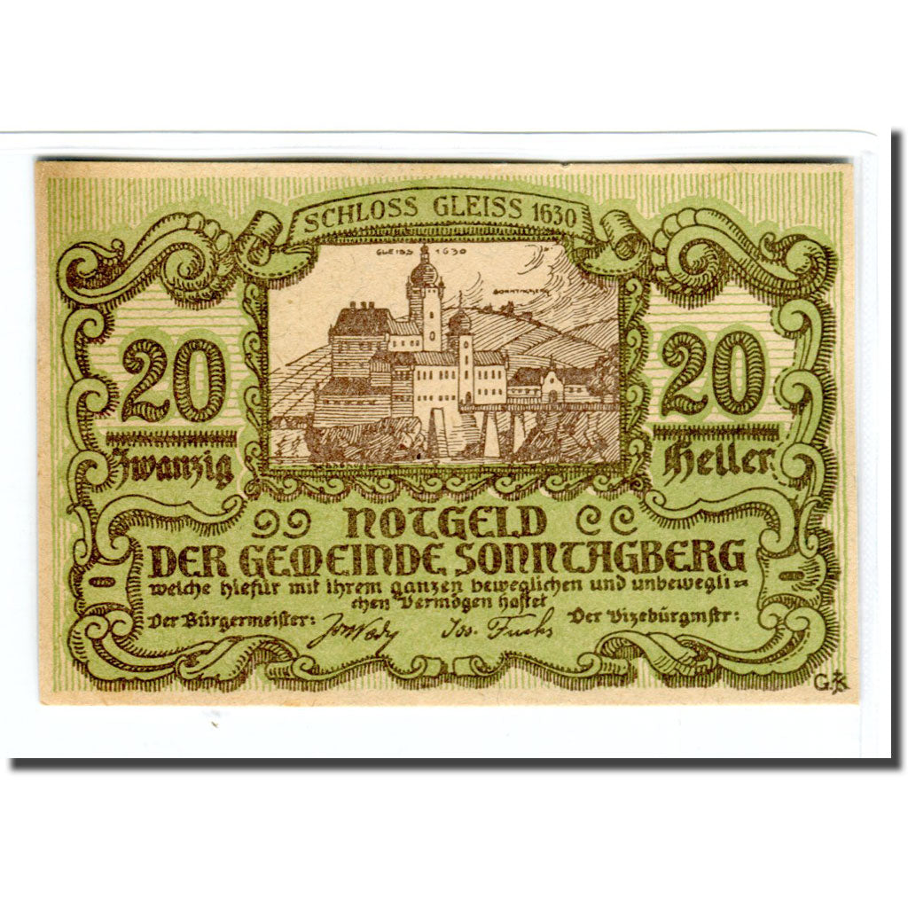 Banknote, Austria, Sonntagberg, 20 Heller, Texte, 1920, UNC(63), Mehl:1005a
