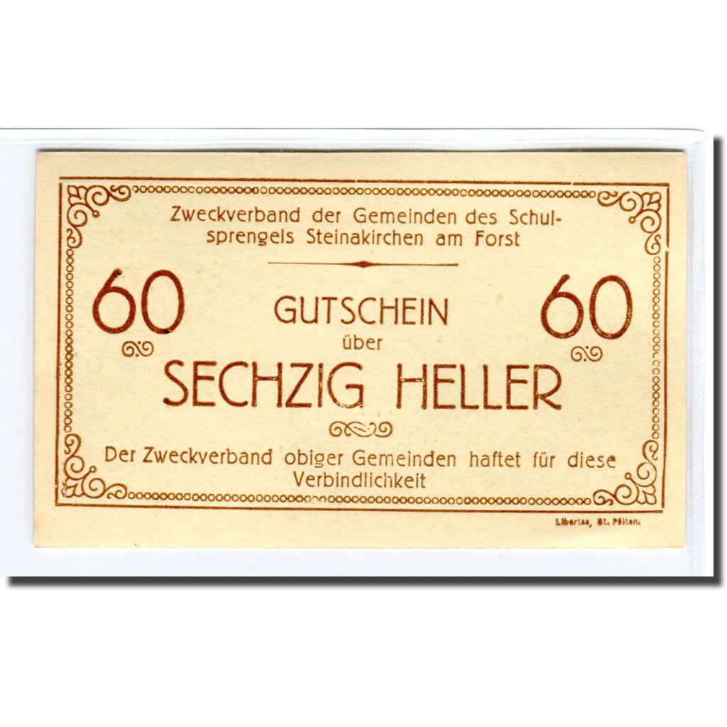Banknote, Austria, Steinakirchen am Forst, 60 Heller, personnage 2, 1920