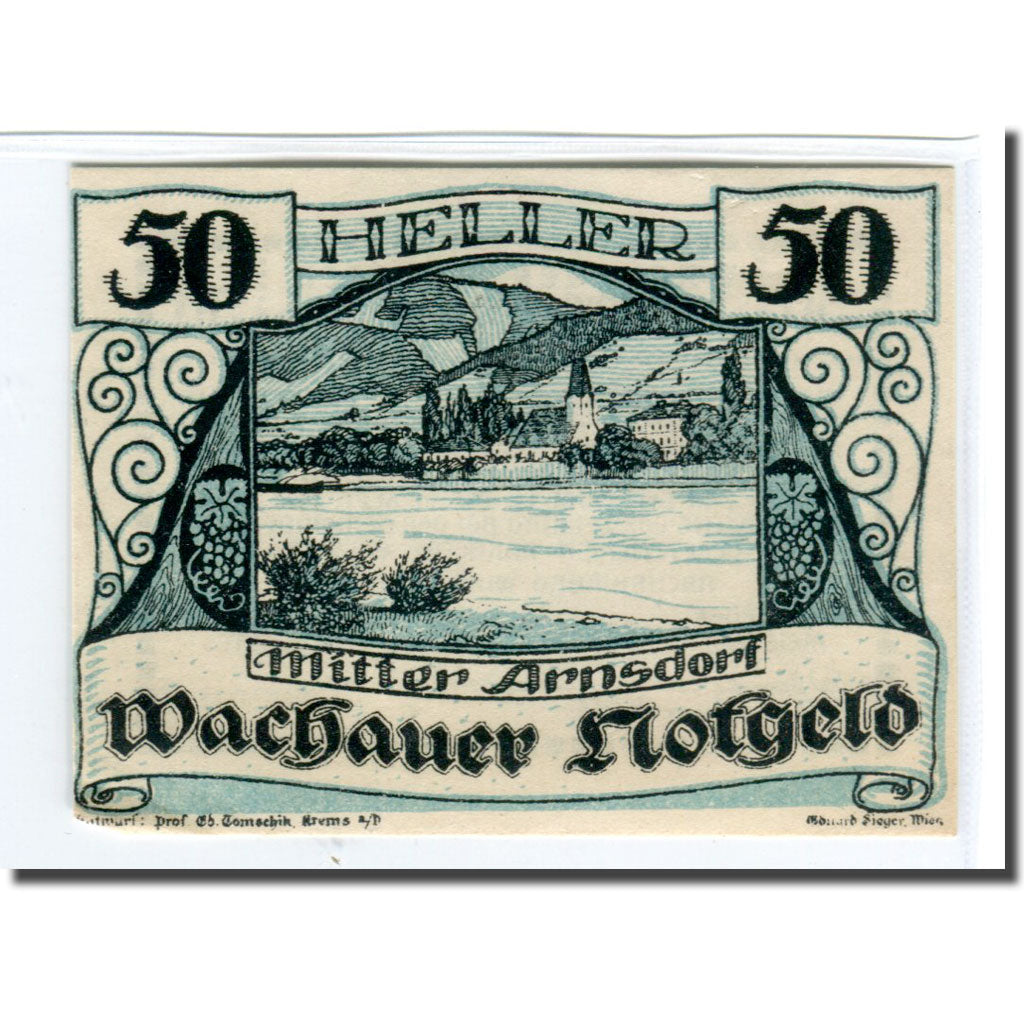 Banknote, Austria, Wachauer Notgeld Mitter-Arnsdorf Gemeinde, 50 Heller, Texte