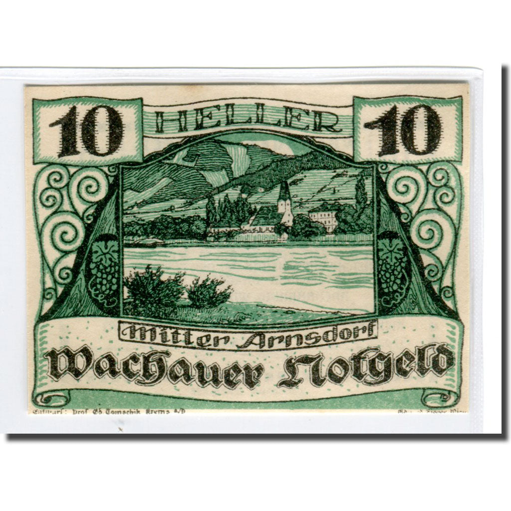 Banknote, Austria, Wachauer Notgeld Mitter-Arnsdorf Gemeinde, 10 Heller, Texte