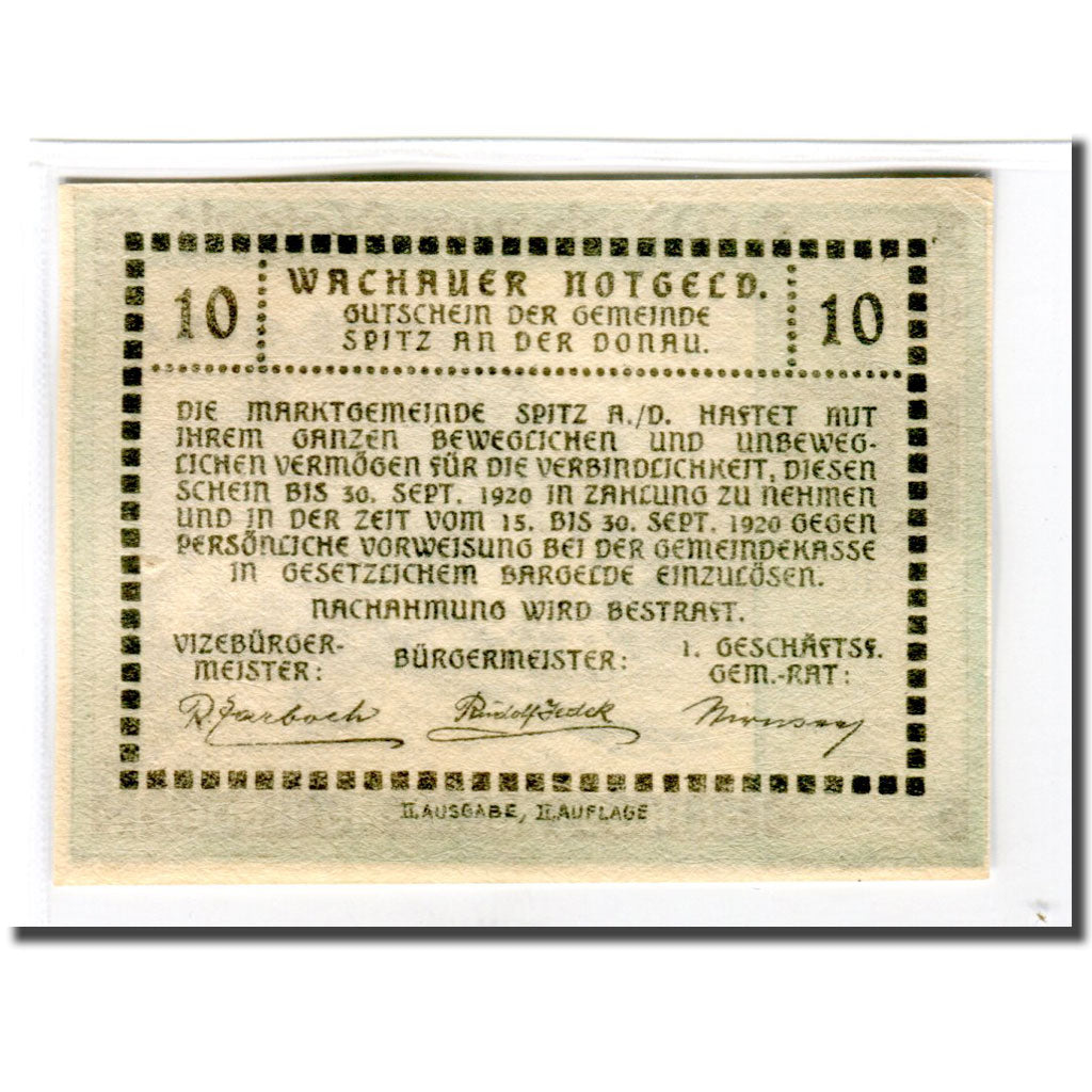 Banknote, Austria, Wachauer Notgeld Schloß Ranna-Mühldorf Gemeinde, 10 Heller