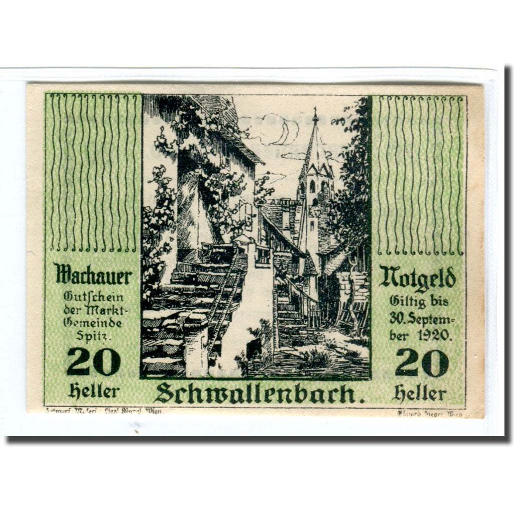Banknote, Austria, Wachauer Notgeld Schwallenbach N.Ö. Gemeinde, 20 Heller