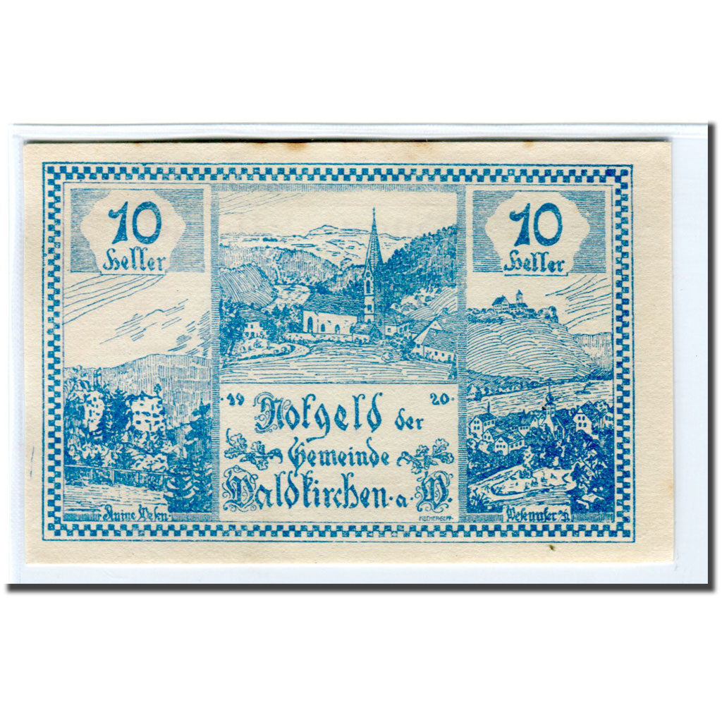 Banknot, Austria, Waldkirchen Am Wesen O.Ö. Gemeinde, 10 Heller, paysage, 1920