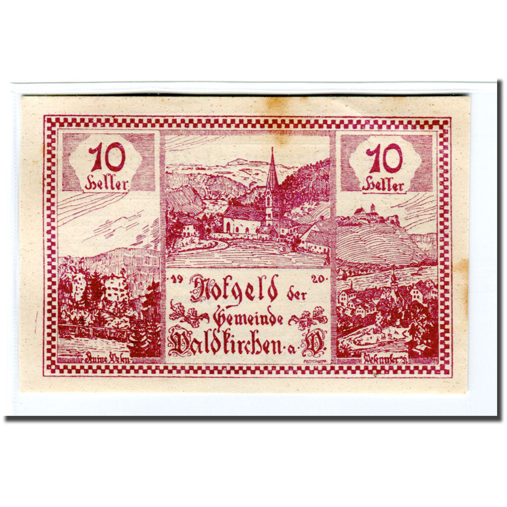 Banknote, Austria, Waldkirchen Am Wesen O.Ö. Gemeinde, 10 Heller, paysage 1