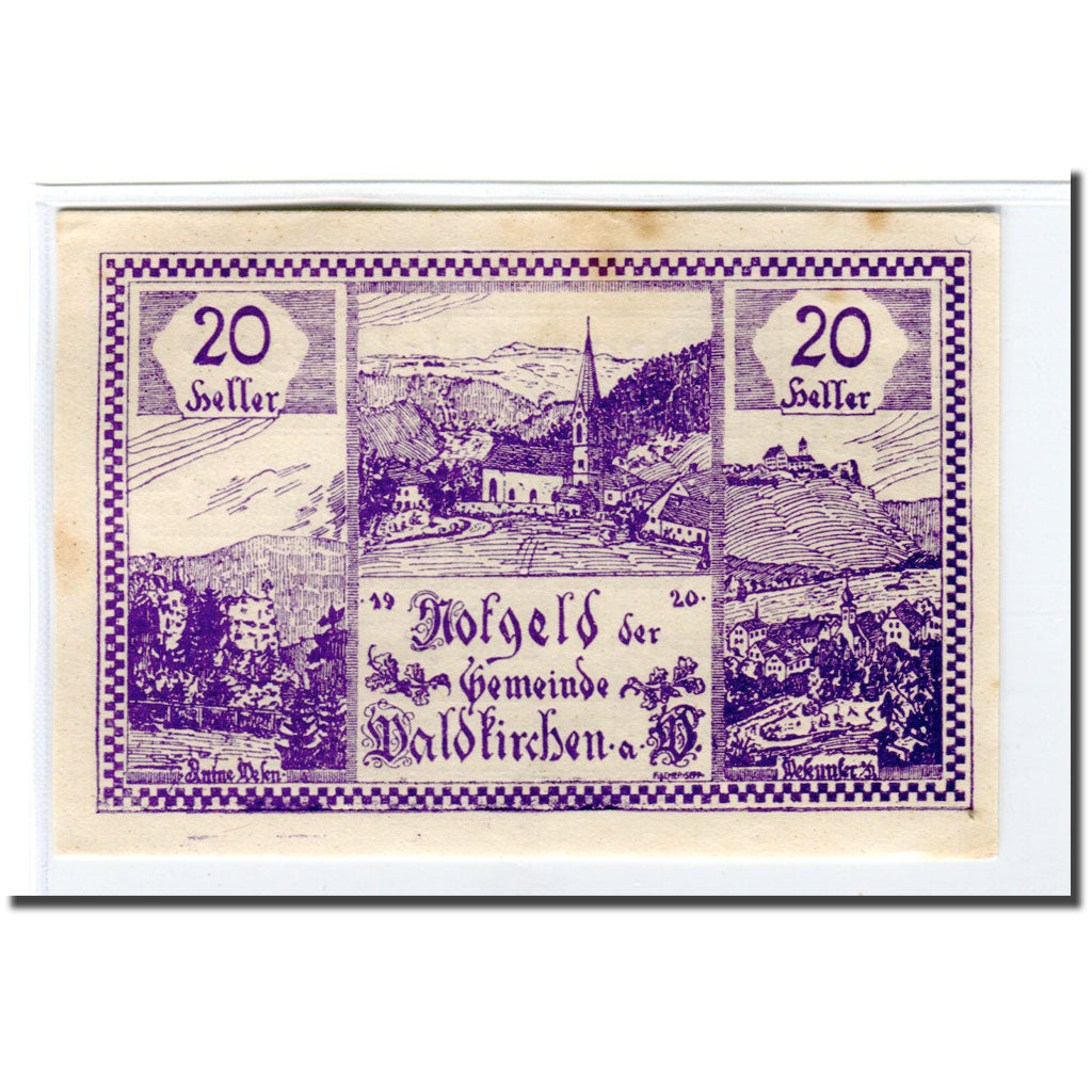 Banknote, Austria, Waldkirchen Am Wesen O.Ö. Gemeinde, 20 Heller, paysage 2