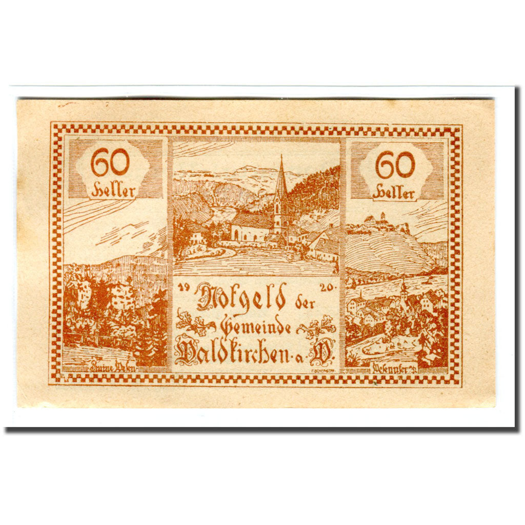 Banknote, Austria, Waldkirchen Am Wesen O.Ö. Gemeinde, 60 Heller, paysage 3