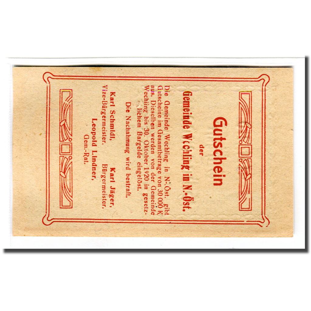 Banknot, Austria, Wechling, 30 Heller, Texte 3, 1920, Undated, UNC(63)