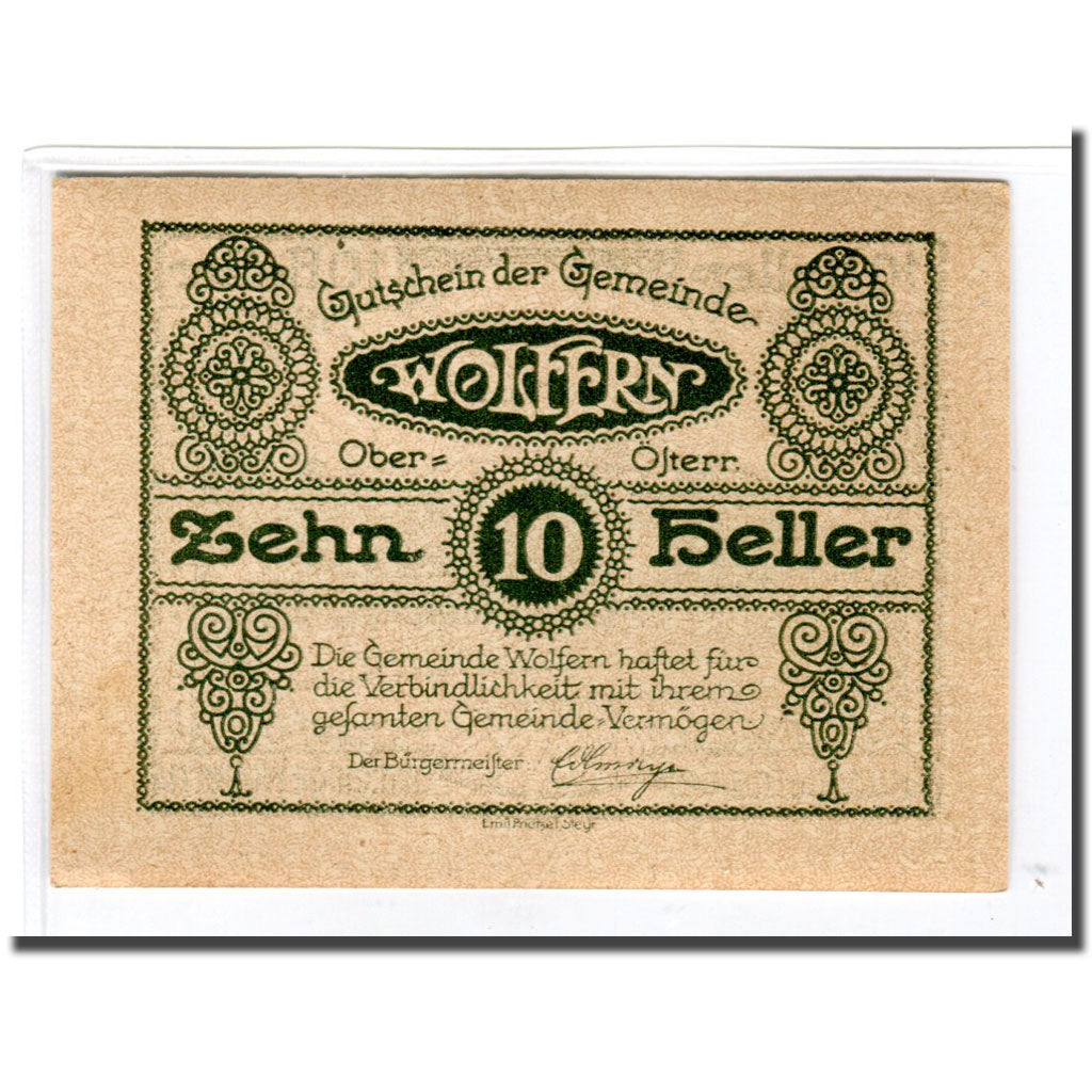 Banknote, Austria, Wolfern, 10 Heller, valeur faciale, 1920, UNC(63), Mehl:1248